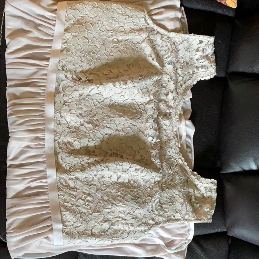 David’s Bridal Short Lace and Mesh Dress